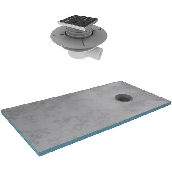 Receveur de Douche à Carreler Aurlane 90x160 cm - Bondes à Sortie Horizontale - Grille Inox