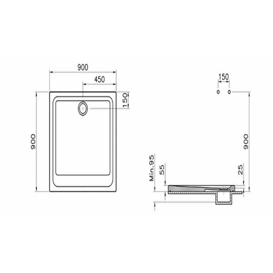 Receveur de douche ARKITEKT carré 90x90cm antidérapant - VITRA - 5806L003M0578