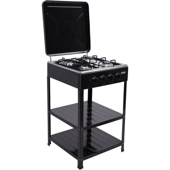 Réchaud à gaz 4 flammes, Cuisinière à gaz dextérieur Avec couvercle, Portable, Pour restaurant commercial, Pour camping, pique-nique, Noir