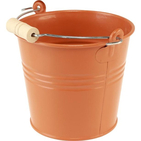 Récipient décoratif en métal avec poignée en bois look vintage