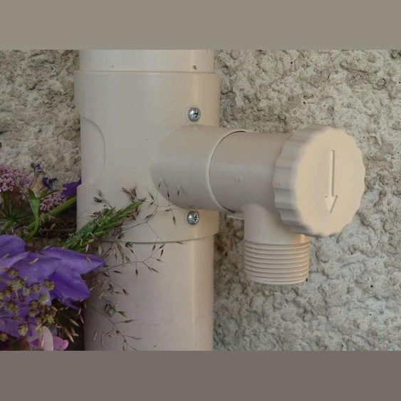Récupérateur deau de pluie tuyau rond - Réglable 80 à 100 mm - Sable - Installation sans scier - Pour jardin et terrasse