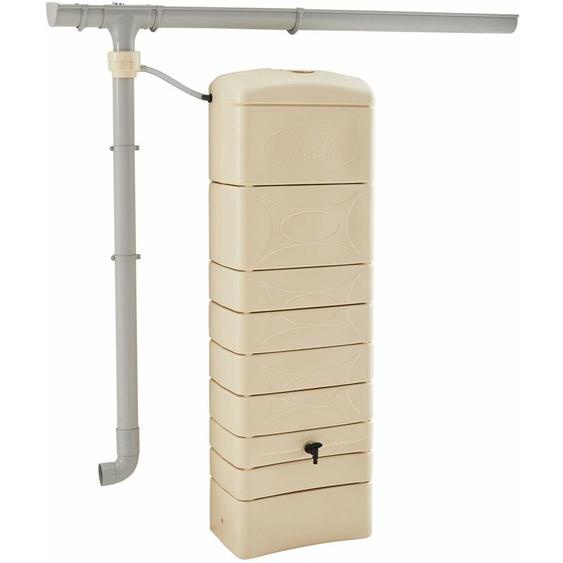 Sweeek - Récupérateur deau mural Chastang 300L Beige avec kit raccord chéneau inclus