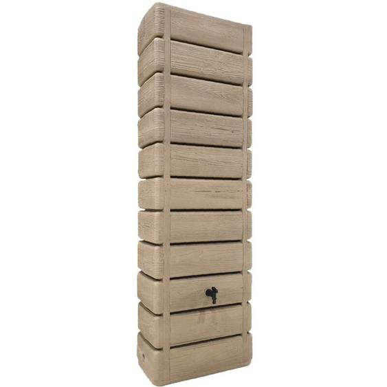 Sweeek - Récupérateur deau mural Grandval 300L imitation bois beige avec kit raccord chéneau inclus