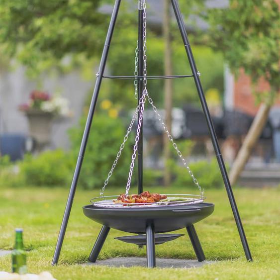 RedFire Barbecue de jardin avec trépied et bol à feu 50 cm Noir