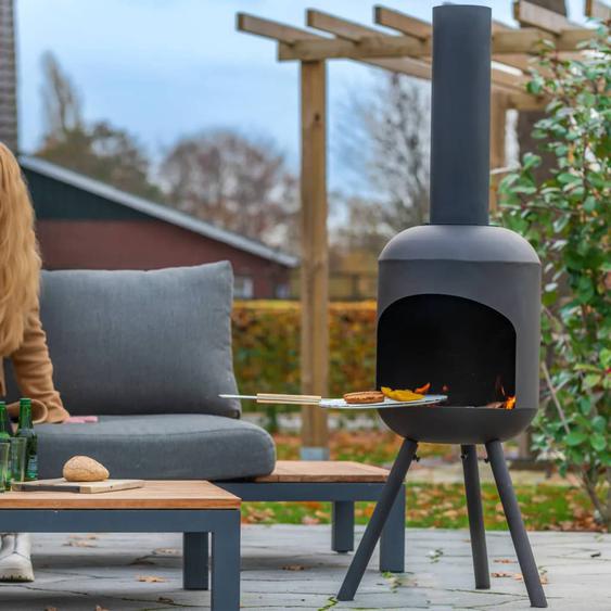 RedFire Cheminée de jardin avec gril de barbecue Fuego grand Noir