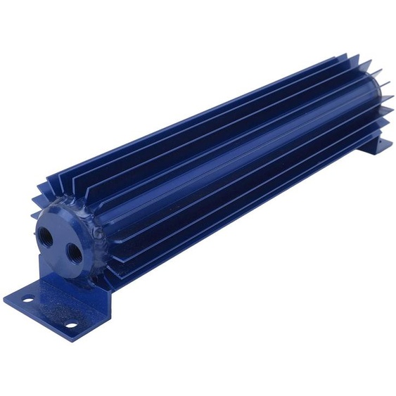 Refroidisseur de transmission à double canal de 30 cm, à ailettes en aluminium anodisé, dissipateur thermique à double passage, montage universel pour voitures et camions, bleu