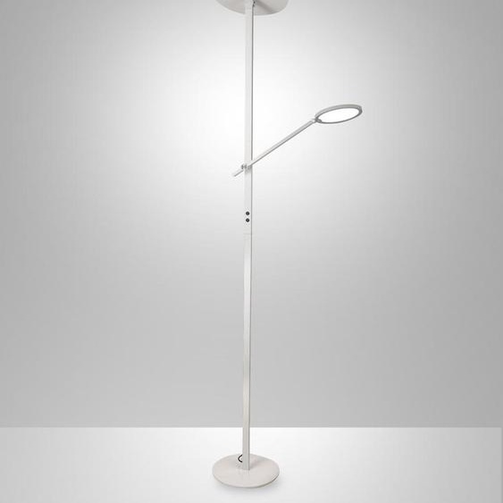 Regina - Lampadaire LED blanc en métal H.180 cm Fabas Luce - 2 lumières de 36W et 12W avec LED intégrée 3000K