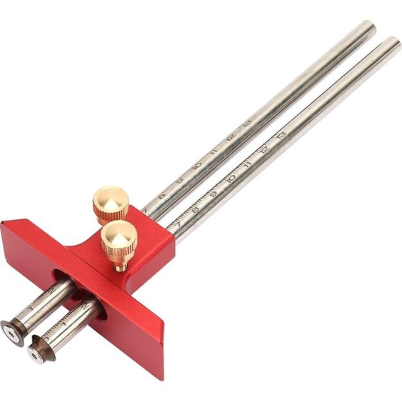 Règle à double tête en acier inoxydable pour le travail du bois Jauge de marquage Outil de traçage pour le bois Menuiserie