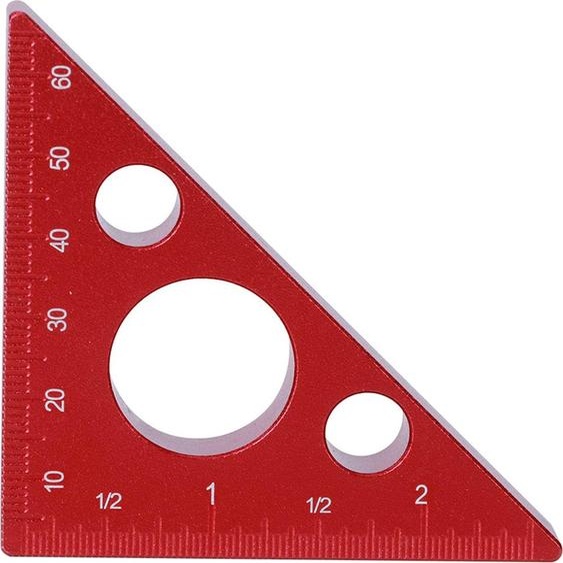 Règle triangulaire à angle droit de 2 pouces/6 cm en alliage daluminium, outil de mesure pour le travail du bois