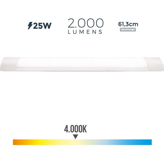Réglette électronique Led 25w 4000k Lumière Du Jour 2000lm 12x61x3,1cm Edm