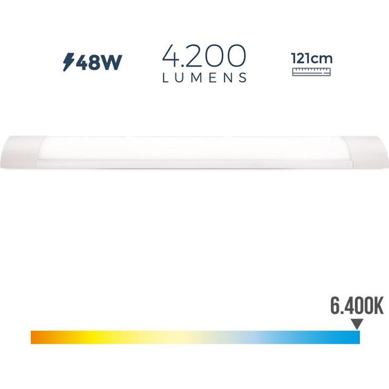Réglette électronique Led 48w 6400k Lumière Froide 4200lm 12x121x3,1cm Edm