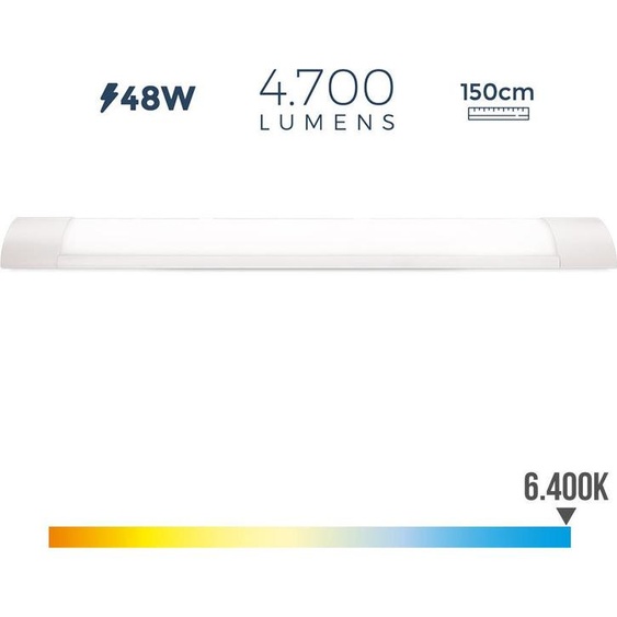Réglette électronique Led 48w 6400k Lumière Froide 4700lm 12x150x3,1cm Edm