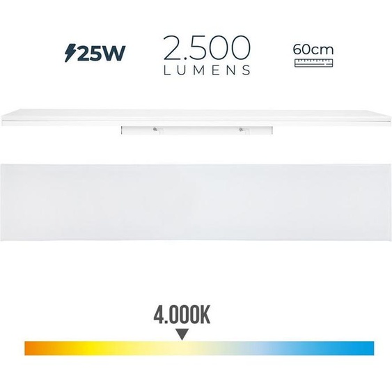 Reglette Led 25w 4000k Lumiere Du Jour 2500lm 12x60x4,5cm Edm