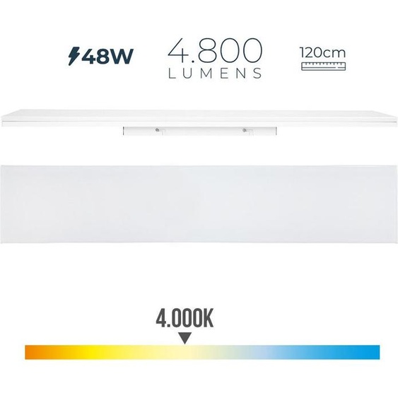 Reglette Led 48w 4000k Lumiere Du Jour 4800lm 12x120x4,5cm Edm