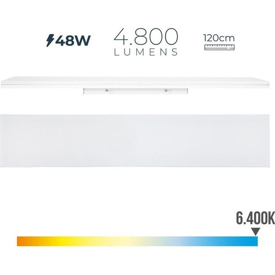 Reglette Led 48w 6400k Lumiere Froide 4800lm 12x120x4,5cm Edm
