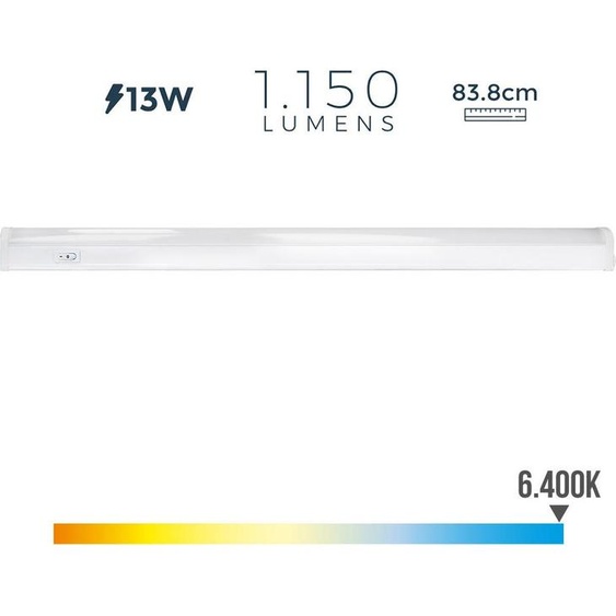Réglette Led électronique 13w 1150lm 6400k Lumiere Froide 3,6x83,8x3cm Edm