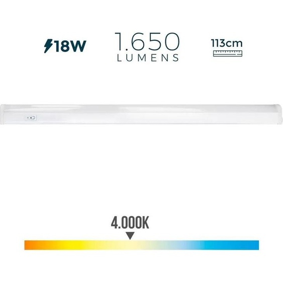 Réglette Led électronique 18w 1650lm 4000k Lumiere Du Jour 3,6x113,8x3cm Edm