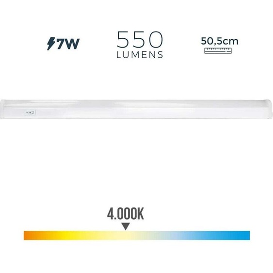 Réglette Led électronique 7w 600lm 4000k Lumiere Du Jour 3,6x50,5x3cm Edm