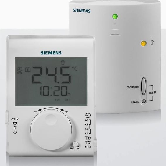 Régulateur de température ambiante Siemens LCD 5..30 °C T/N 2 points (TPI) sans fil avec récepteur, 1 pièce.