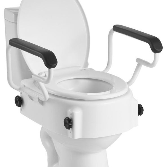 Rehausse de siège de toilette - Siège de toilette surélevé avec accoudoirs rembourrés - Réglable en hauteur sur 3 niveaux - Capacité de charge de 136 kg - Pour les personnes âgées et les personnes à mobilité réduite