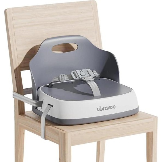 Rehausseur de chaise, ceinture de sécurité 3 points, design lavable, GRIS