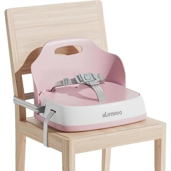 Rehausseur de chaise, ceinture de sécurité 3 points, design lavable, rose