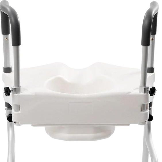 Rehausseur de siège de toilettes, accoudoirs, hauteur réglable, blanc
