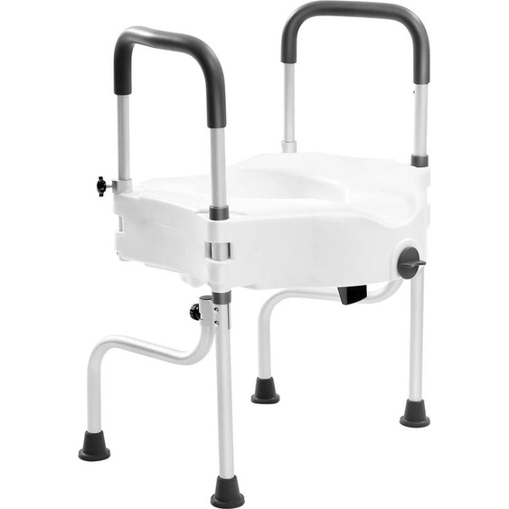 Rehausseur de siège de toilettes - Cadre de sécurité avec accoudoirs - Capacité de charge 150 kg - Alliage daluminium - Pour les femmes enceintes, les personnes âgées et les personnes handicapées - Blanc