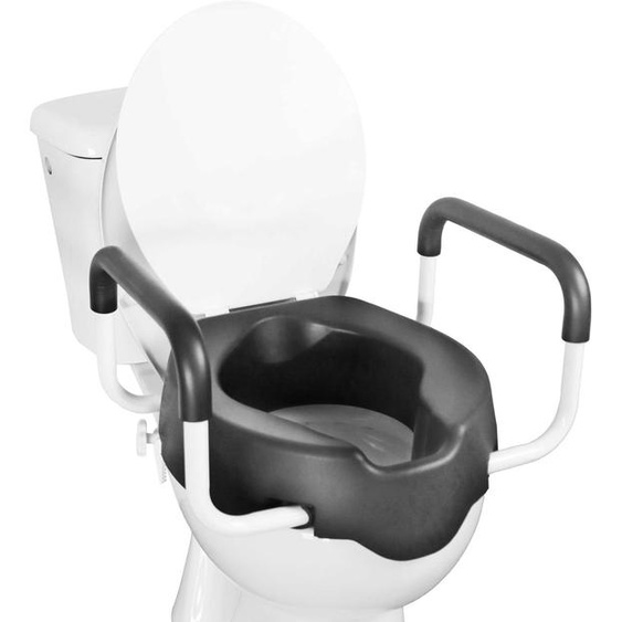 Rehausseur de toilette - Siège avec accoudoirs - Pour une assise plus sûre - Revêtement doux - Hauteur : 10 cm - Blanc