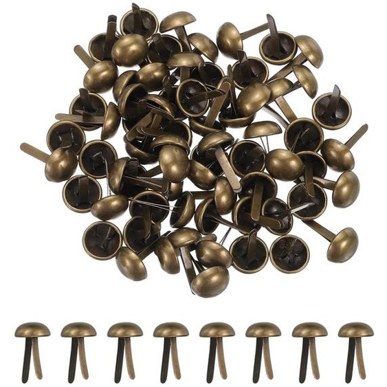 Reißzwecken - 120 pièces, chevilles métalliques à tête ronde - Pour scrapbooking, travaux sur le cuir, artisanat, décoration, accessoires DIY - 10 x 16 mm, bronze