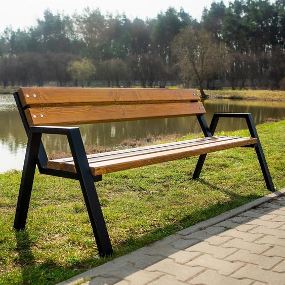 REKORD Horus Tek : Banc de jardin, 178 cm, pour 3 à 4 personnes. Banc de parc résistant aux intempéries, fabriqué en bois de sapin scandinave et en acier robuste. Banc pour jardin ou parc