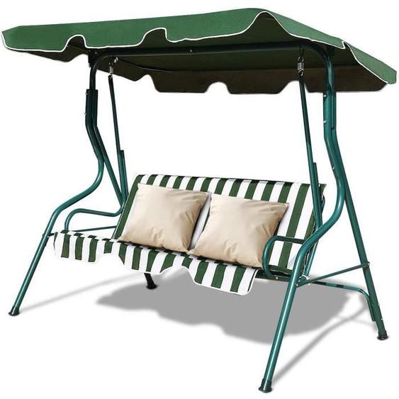 RELAX4LIFE Balancelle avec Auvent Réglable en Toile Épaisse Imperméable, Balancelle pour Jardin/Piscine/Patio (3 Places,