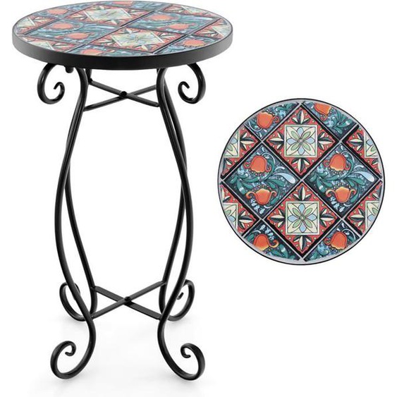 RELAX4LIFE Table dappoint en Mosaïque Table Basse de Jardin Dia.30xH50cm Table de Bistro en Métal Céramique Coloré