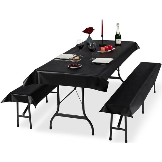 relaxdays 12x Garniture de tente de bière Coussin noir