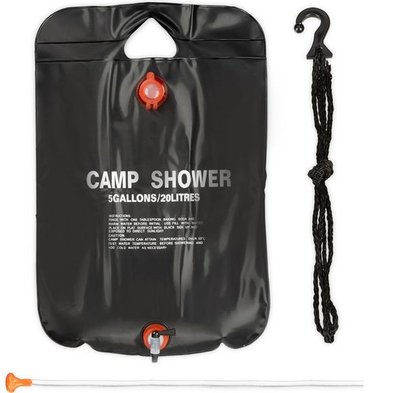 Lot de 3 douches de camping de 20 l, douche solaire de camping, à suspendre, pliable, avec douchette à main, douche dextérieur mobile, noir