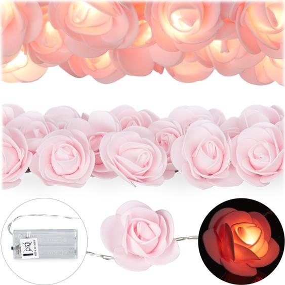 relaxdays 4x Roses Guirlande lumineuse rose
