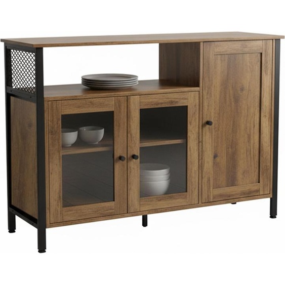 relaxdays Armoire de cuisine avec portes en verre