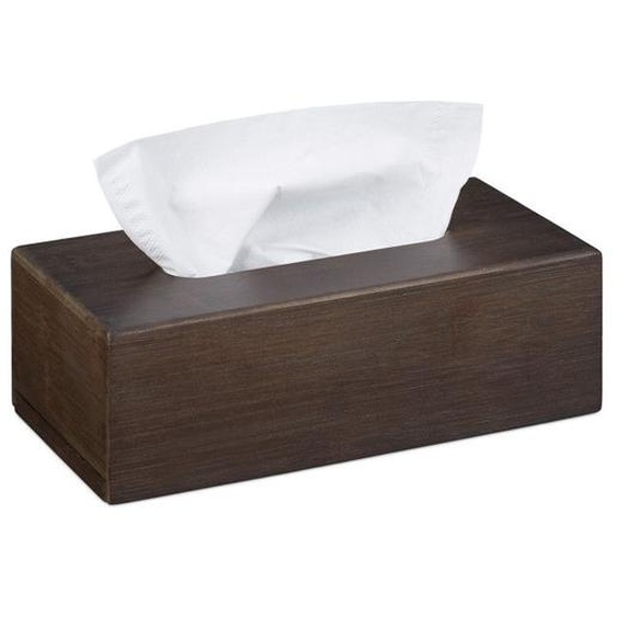 Relaxdays Boîte à mouchoirs, Distributeur de lingettes salle de bains, cuisine, bois bambou, HLP 7,5x24x12cm, brun foncé