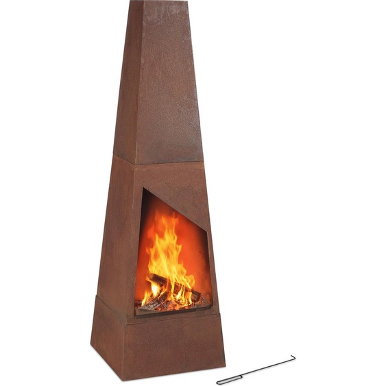 relaxdays Cheminée de jardin en acier corten