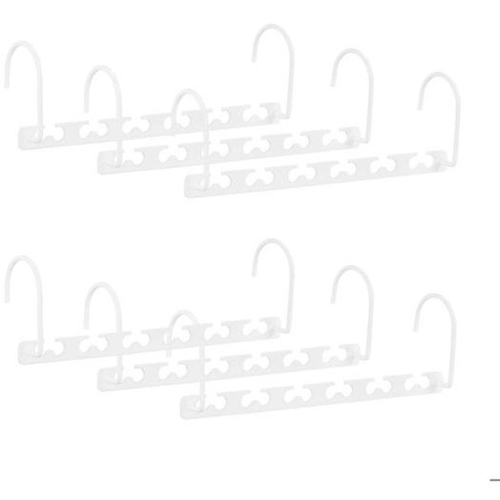 Relaxdays Cintre gain de place métal set de 6 cintre magique organiseur armoire crochet mobile 26 cm, blanc