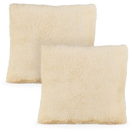 Relaxdays Coussin doux, lot de 2, avec remplissage, moelleux, housse amovible, décoratif, 35 x 40 cm, crème