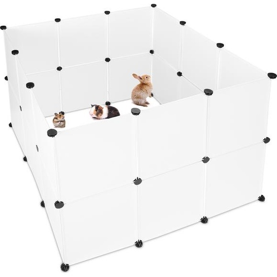 Enclos extérieur en plastique de 48 pièces, enclos à monter soi-même pour petits animaux, assemblage par emboîtement simple, espace extérieur extensible, blanc