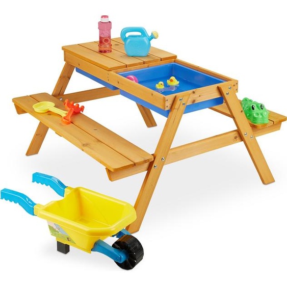 relaxdays Ensemble de sièges pour enfants en bois avec table de jeu