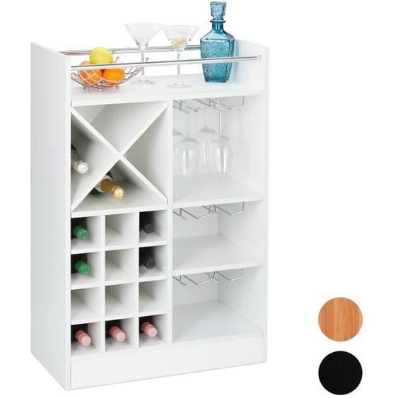 Relaxdays Étagère à vin, Rangement pour 8 bouteilles, support à verre de vin, support à vin, 63 x 50 x 28 cm, blanc