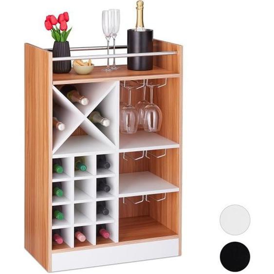Relaxdays Étagère à vin, Rangement pour 8 bouteilles, support à verre de vin, support à vin, 63 x 50 x 28 cm, marron