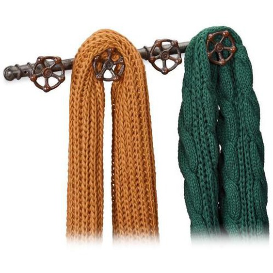 Relaxdays Garde robe de style industriel, 4 crochets penderie, en pipeline fonte de fer décoratif, rustique, HxlxP 6,5