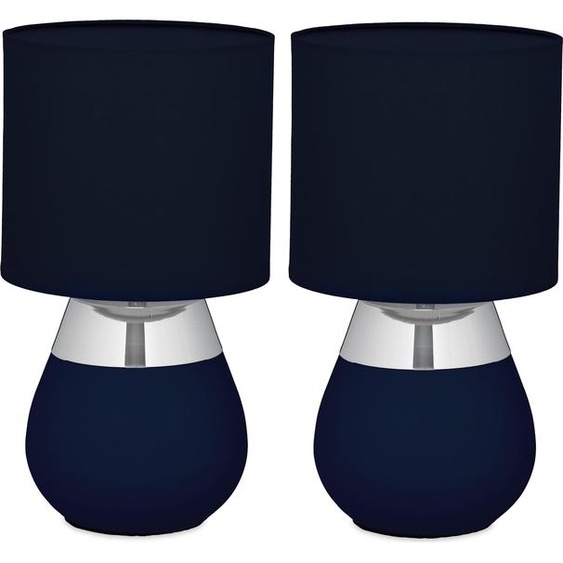 relaxdays Lampe de table avec abat-jour en tissu, lot de 2