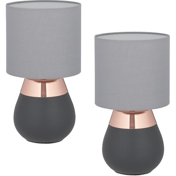 relaxdays Lampe de table avec abat-jour en tissu, lot de 2