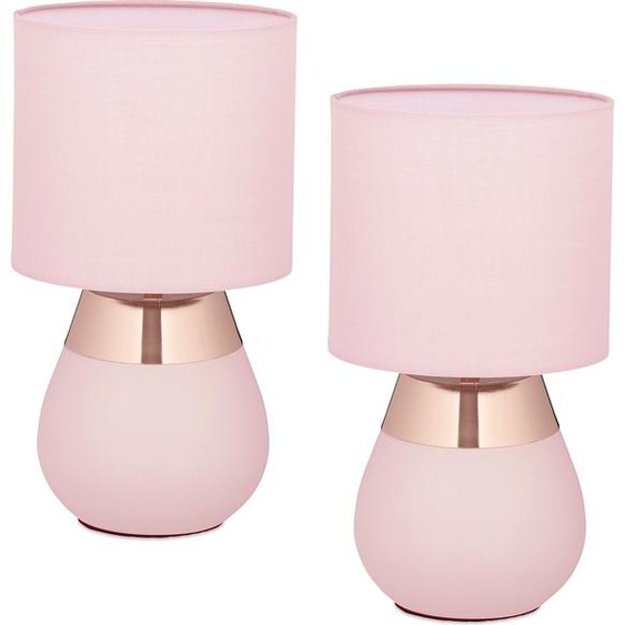 relaxdays Lampe de table avec abat-jour en tissu, lot de 2