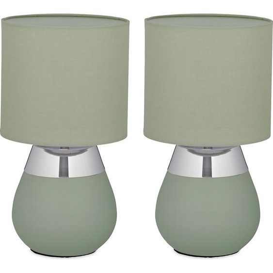 relaxdays Lampe de table avec abat-jour en tissu, lot de 2